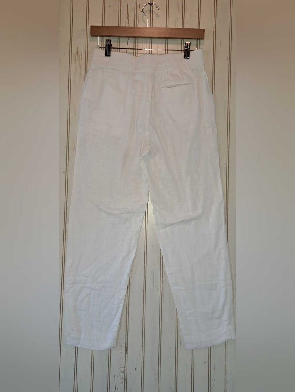 Maine Layer Elle Relaxed Crop Cotton Textured Pant XS Read White Beach Comfort - Picture 4 of 9